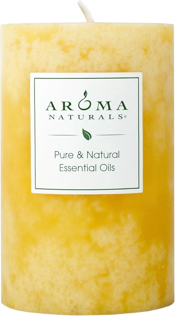 Next-Generation Aroma Naturals Essential Oil Orange and Lemongrass Scented Pillar Candle Premium Material