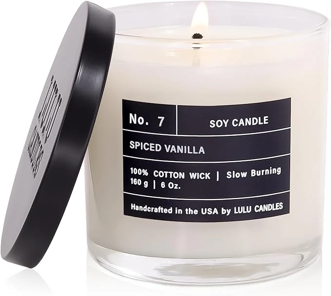 Verified Lulu Candles Spiced Vanilla Luxury Scented Soy Jar Candle Hand Poured in Premium