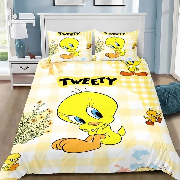 Minimalist Tweety Cartoon Quilt Cover Organic