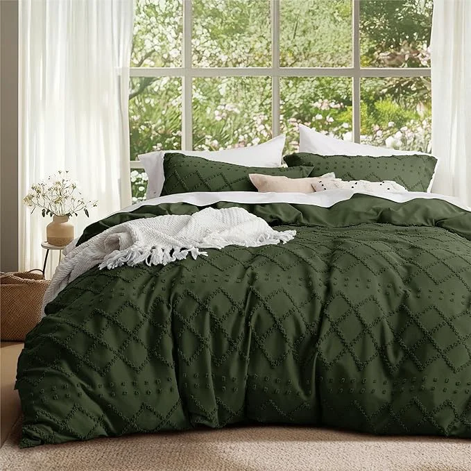 Easy-to-Use Bedsure Boho Oversized King Duvet Cover Dark Green Breathable amp Soft Boho Bedding Machine Washable Comforter Cover for All Seasons Includes 1 Duvet Cover 120 quot x98 quot with 2 Pillow Shams amp Zipper Closure Fine