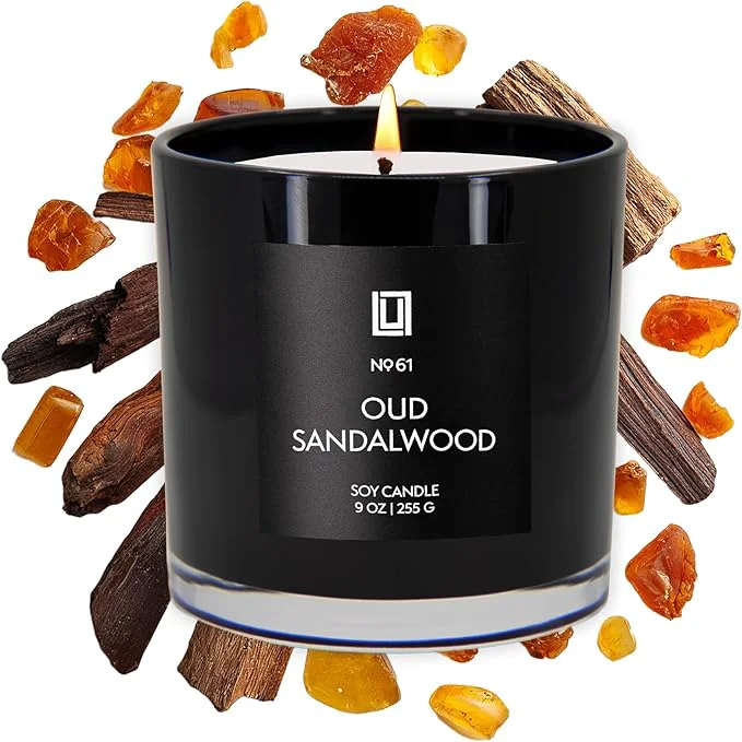 World-Class Lulu Candles Oud Sandalwood Smells Smokey Woody Luxury Scented Soy Jar Official