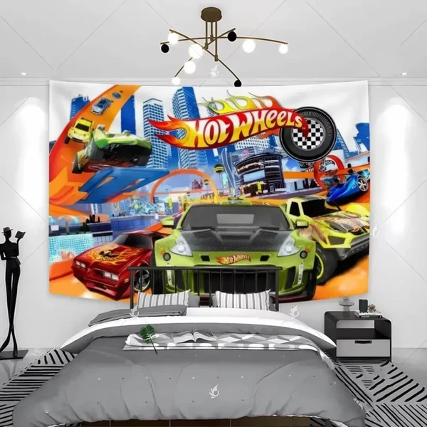 Enhanced 3D Hot Wheels Wall Hanging Tapestry High-End