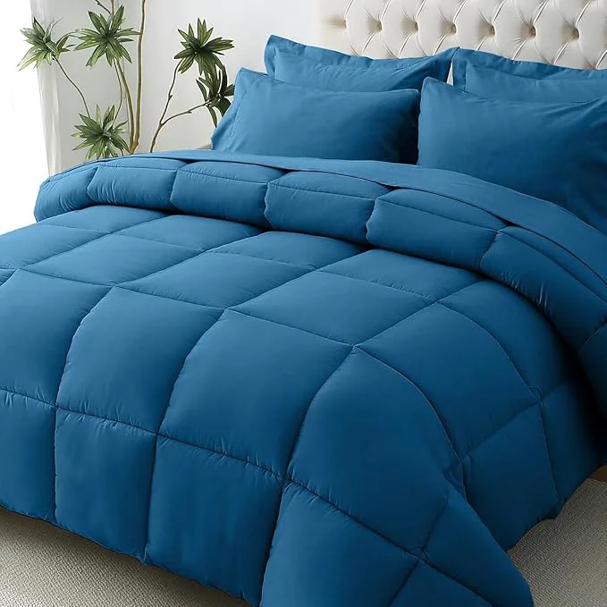 Excellent JOLLYVOGUE Twin Comforter Set Ultra-Soft Bed in a Bag Twin Size 5 Pieces Oeko-TEX Bedding Set with Down Comforter Sheets Pillowcases amp Shams Teal Clean