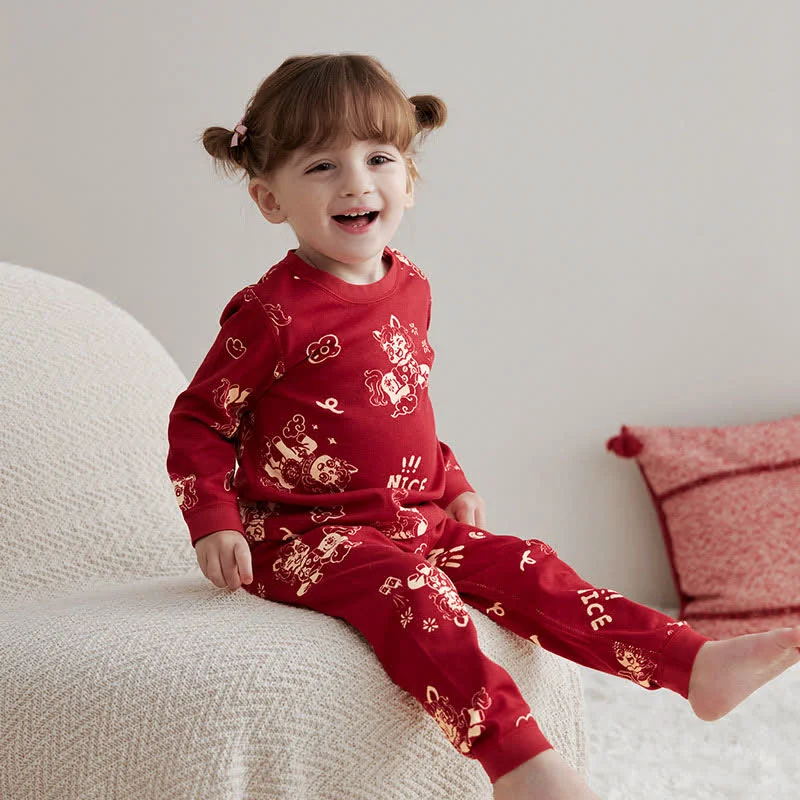Relaxed Ownkoti Festive Pony Cotton Kids Loungewear Set Healthy