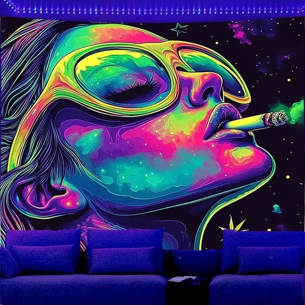 Fine Cool Girl Blacklight Tapestry Smooth