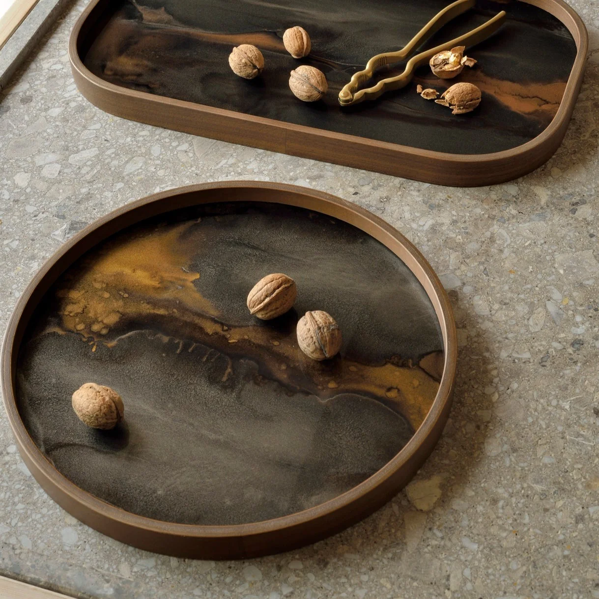 Smart Round Glass Organic Valet Tray Bronze Innovative