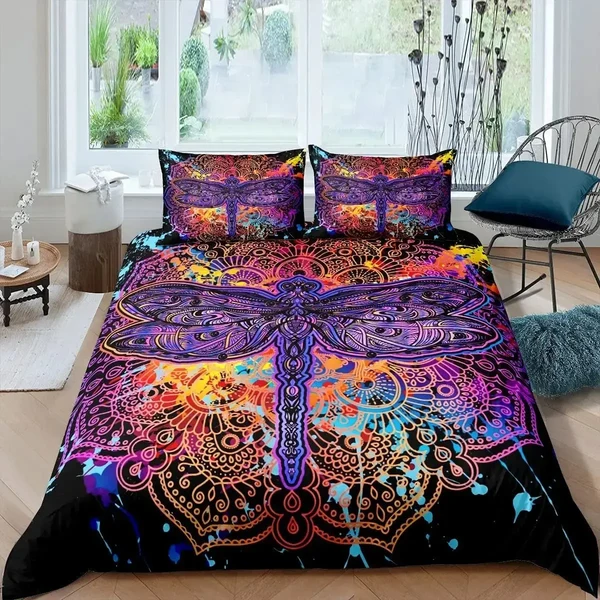 Smart King Size Tie Dye Dragonfly Bedding Set Official