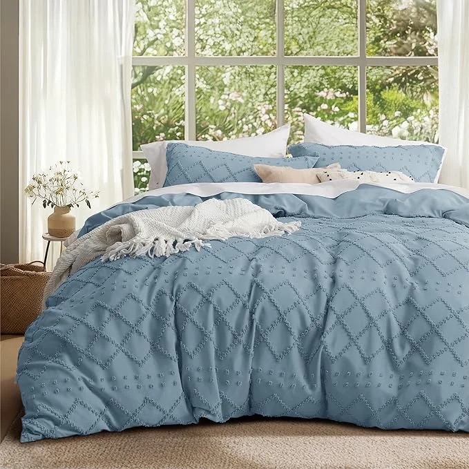 Effective Bedsure Boho Twin Duvet Cover Size - Mineral Blue Breathable amp Soft Boho Bedding Machine Washable Comforter Cover for All Seasons Includes 1 Duvet Cover 68 quot x90 quot with 1 Pillow Sham amp Zipper Closure Fashionable