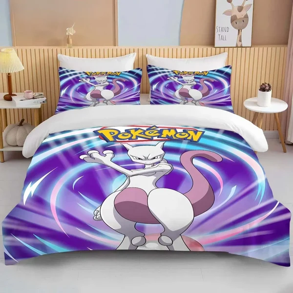 Sustainable Mewtwo Pokémon Quilt Cover Trendy