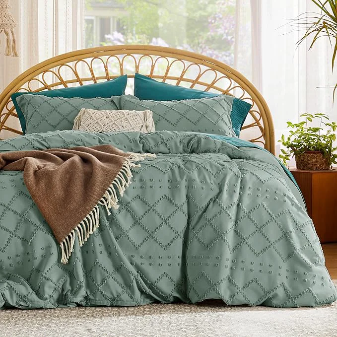 Easy-to-Use Bedsure Boho Twin Duvet Cover Size - Green Breathable amp Soft Boho Bedding Machine Washable Comforter Cover for All Seasons Includes 1 Duvet Cover 68 quot x90 quot with 1 Pillow Sham amp Zipper Closure High-Performance