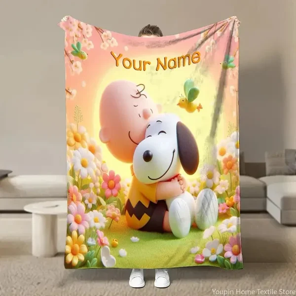 Fast Personalized Snoopy Blanket with Name Fine Crafted