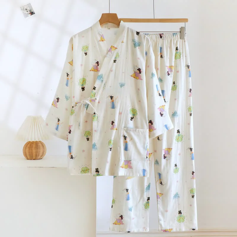 Versatile Ownkoti Oriental Cartoon Princess Cotton Kimono Pajamas Refined