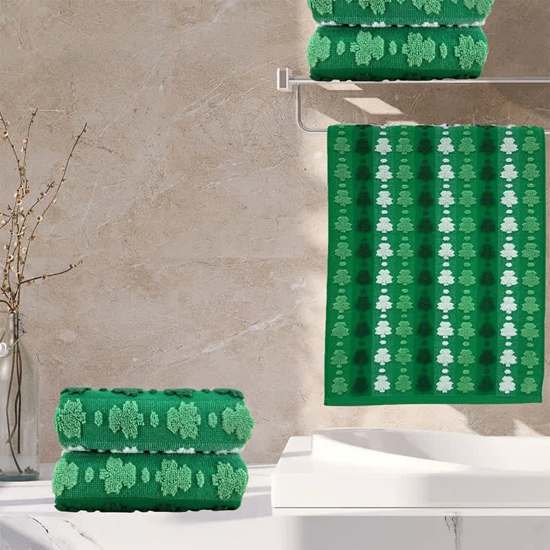 Long-Lasting Ownkoti Four-Leaf Clover Inspired Cotton Hand Towel 2PCS Safe