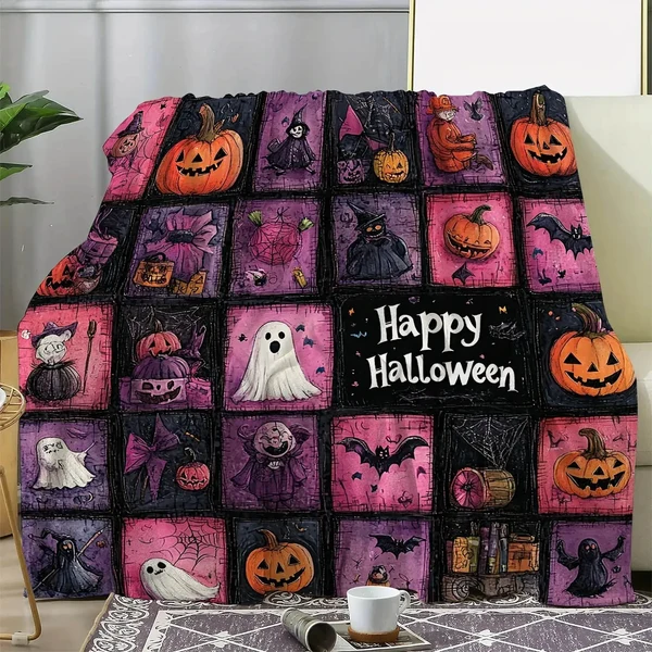Expertly Made Pumpkin Spooky Halloween Throw Blanket Genuine