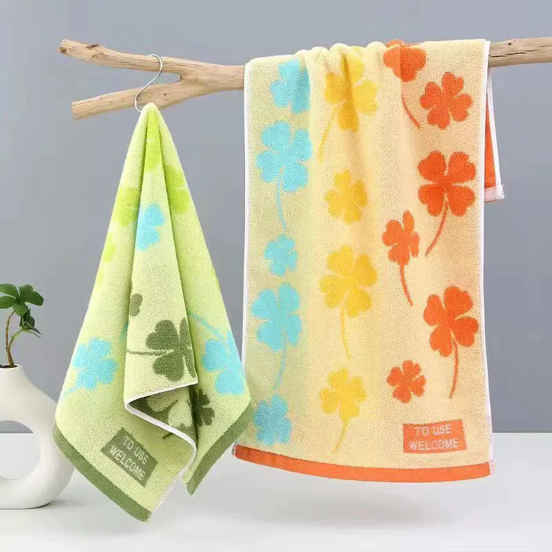 Stylish Ownkoti Four-Leaf Clover Pure Cotton Towel 2PCS Comfortable
