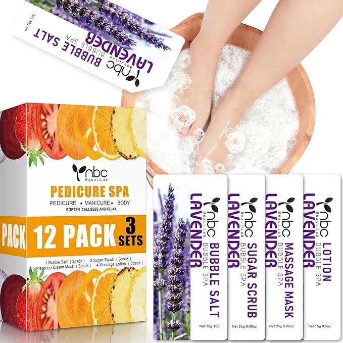 Classic Pedicure Kit Foot Soak Set Bubble Salt Sugar Scrub Massage Mask Massage Refined