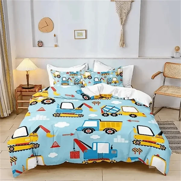Minimalist Kids Construction Truck Quilt Cover Relaxed