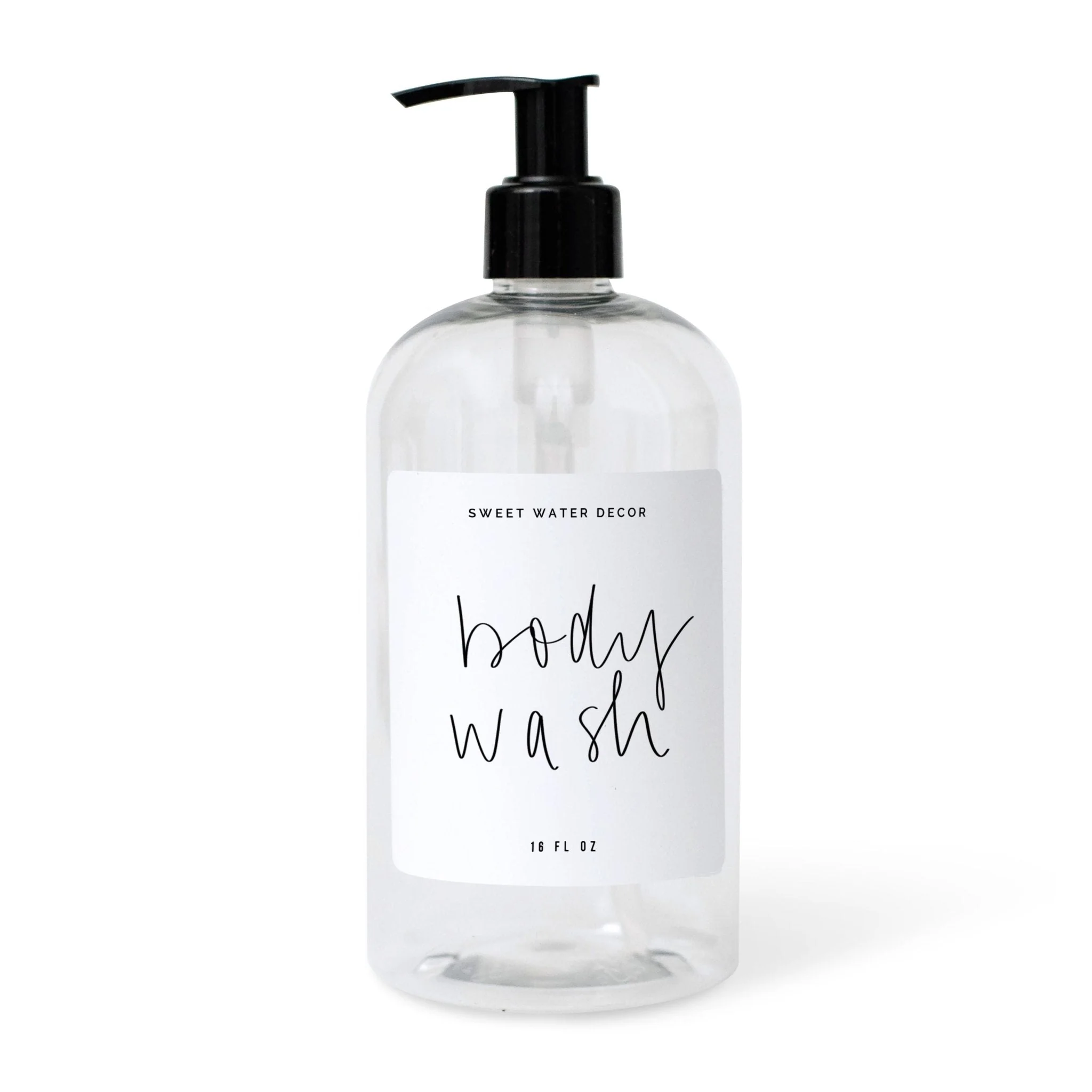 Green 16oz Clear Plastic Body Wash Dispenser - White Label Clean