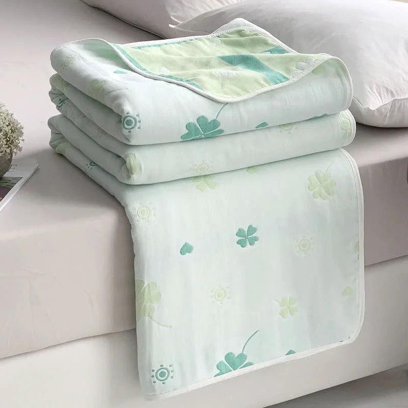 Innovative Ownkoti Four-Leaf Clover Cotton Gauze Blanket Detailed