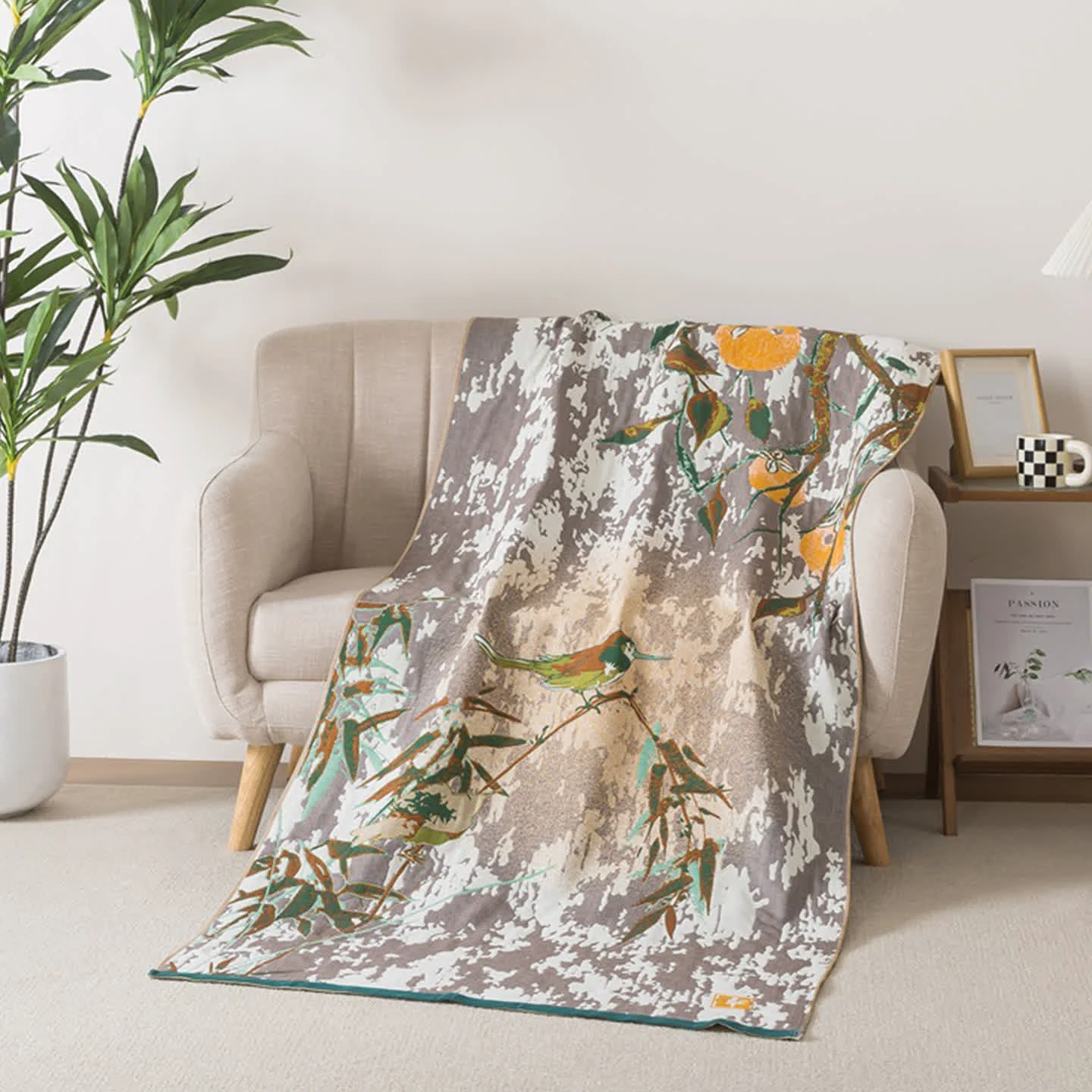 Minimalist Ownkoti Bamboo Leaf amp Bird Cotton Gauze Bath Towel Clean