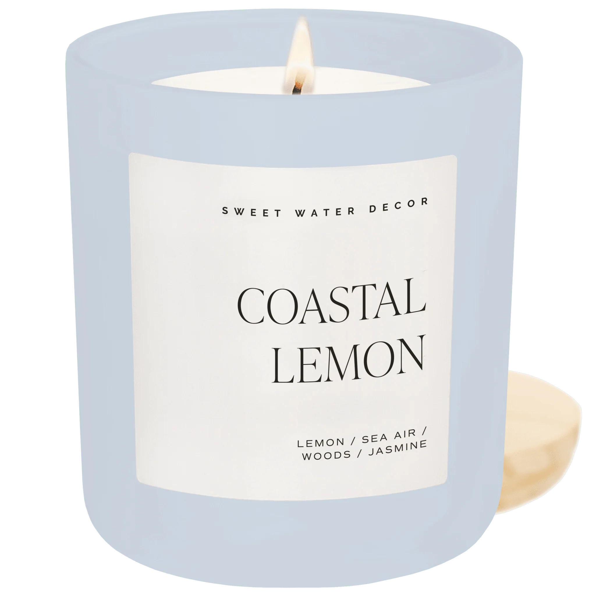 Refined Coastal Lemon Soy Candle - Blue Matte Jar - 15 oz Healthy