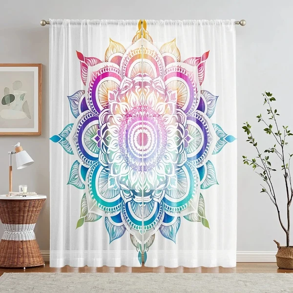 Solid Hippie Mandala Bohemian Curtains Enhanced