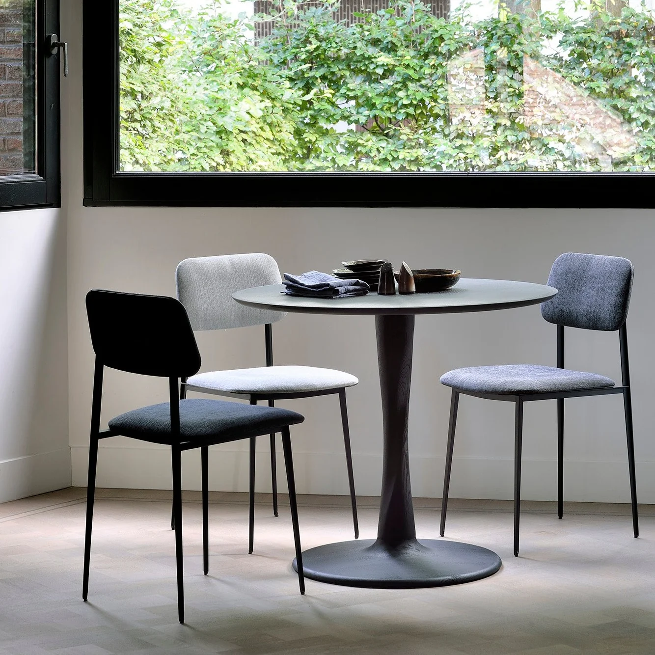Reliable Torsion Black Dining Table 35.5 quot Modern