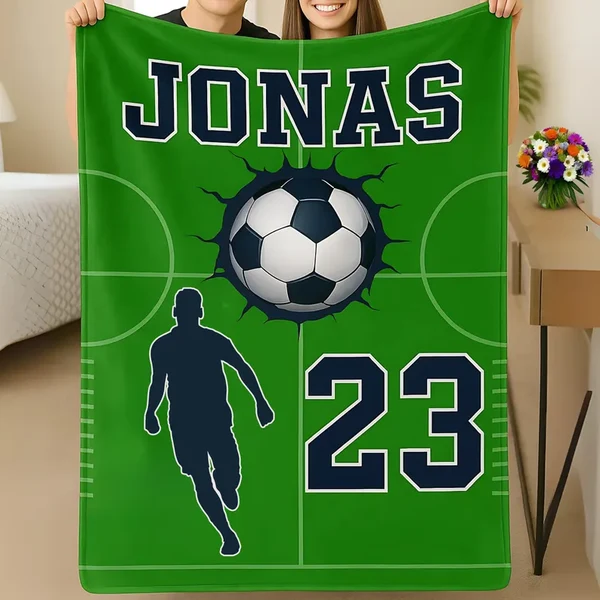 World-Class Customized Soccer Throw Blanket – Soft Flannel with Player Name amp Number Durable