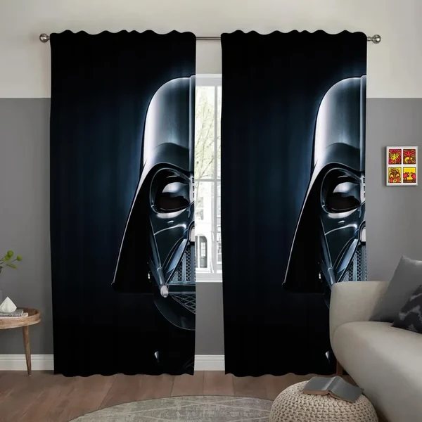 Reusable Star Wars Character Window Curtain – Darth Vader Baby Yoda Theme Curtain Practical