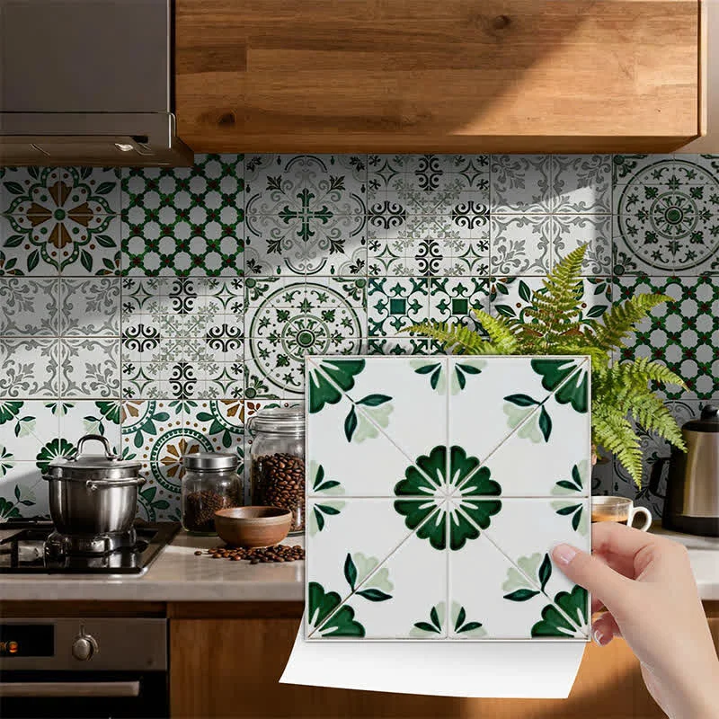 Durable Ownkoti Green amp White Peel and Stick Wall Sticker 24PCS Reliable