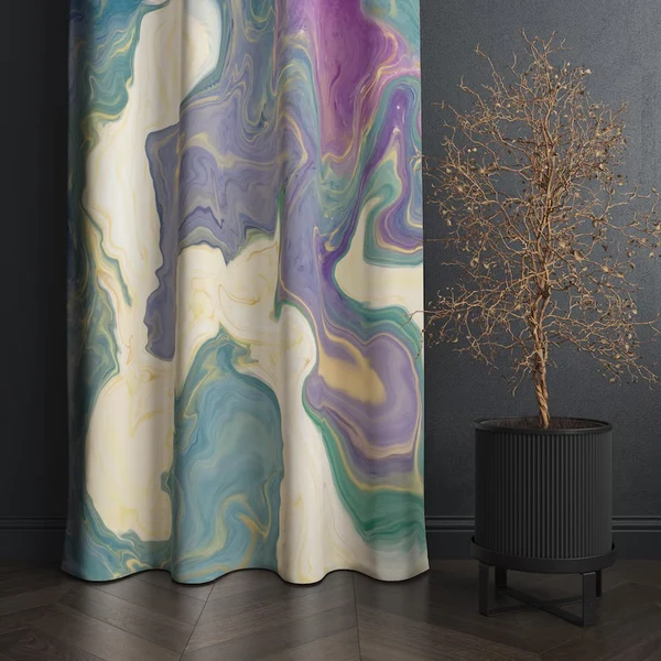High-Grade Abstract Marble Curtain for Living Room – Elegant Statement Window Treatment Solid