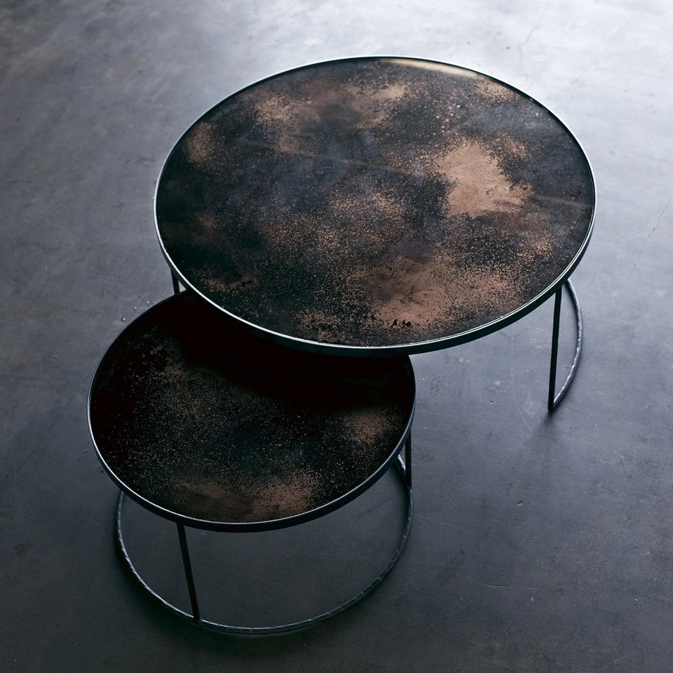 Functional Nesting Coffee Table Set Bronze Stylish