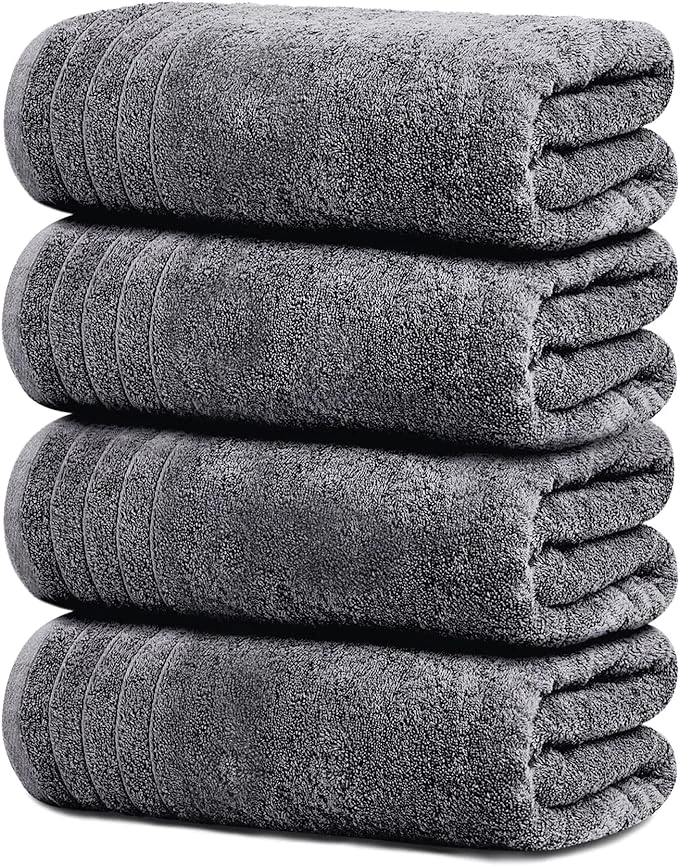 Contemporary Tens Towels Pack of 4 Extra Large Bath Towels 30 x 60 Inches Cotton Lightweight