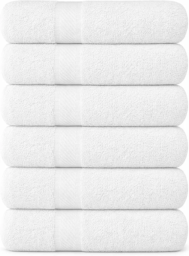 Premium KAHAF COLLECTION 6 Pack Bath Towels Set Ring Spun Cotton Lightweight Responsible