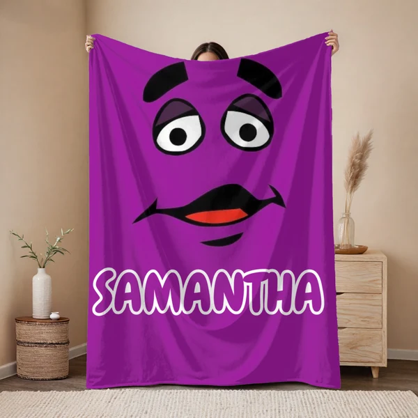 Lightweight Personalised Grimace Blanket – Kids Custom Throw Environmentally Friendly