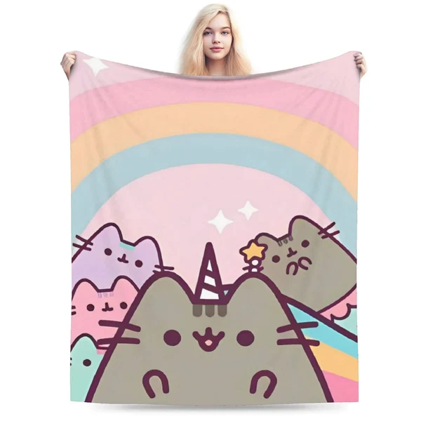 Pusheen Cartoon Cats Flannel Throw Blanket - Soft Cozy Blanket for Kids amp Adults Artisan