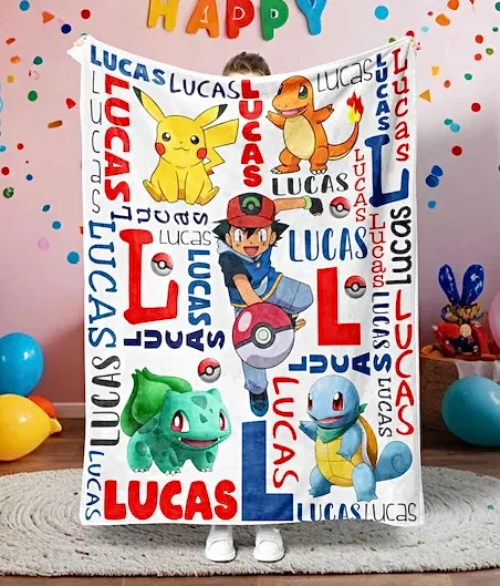 Advanced Personalised Kids Blanket – Custom Name Blanket with Favourite Characters amp Superheroes Safe