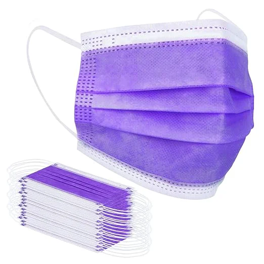 Relaxed Borje Purple Disposable Face Mask 100 Pcs Purple Face Masks 3 Ply Protection Authentic