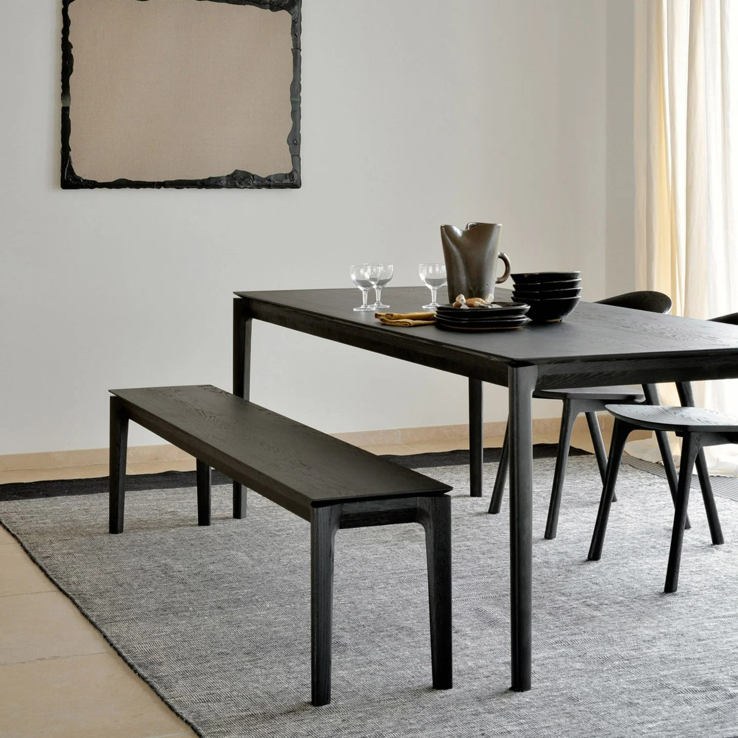 Relaxed Bok Solid Black Oak Bench 58 quot Functional