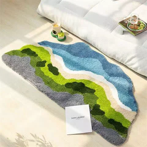 Fashionable Ownkoti Artistic Wave Irregular Flocked Rug Unique
