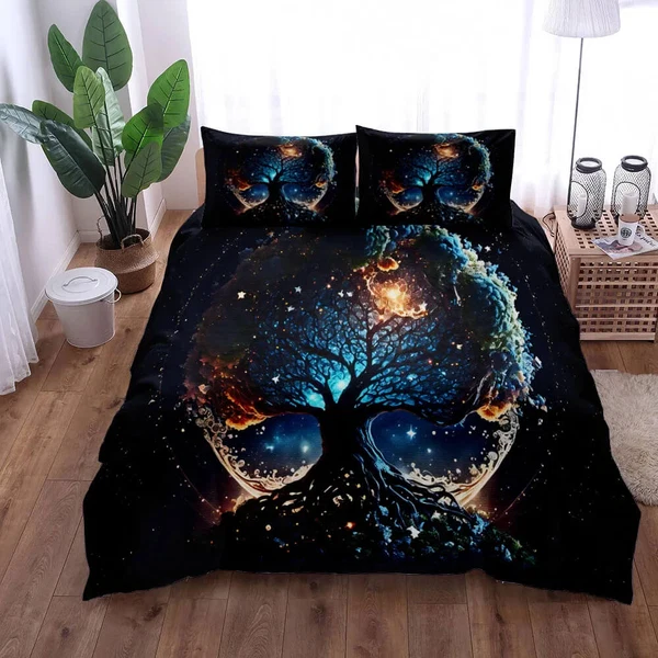 Functional Yggdrasil Tree of Life Duvet Cover Set – Nordic Mythology Bedding Optimized