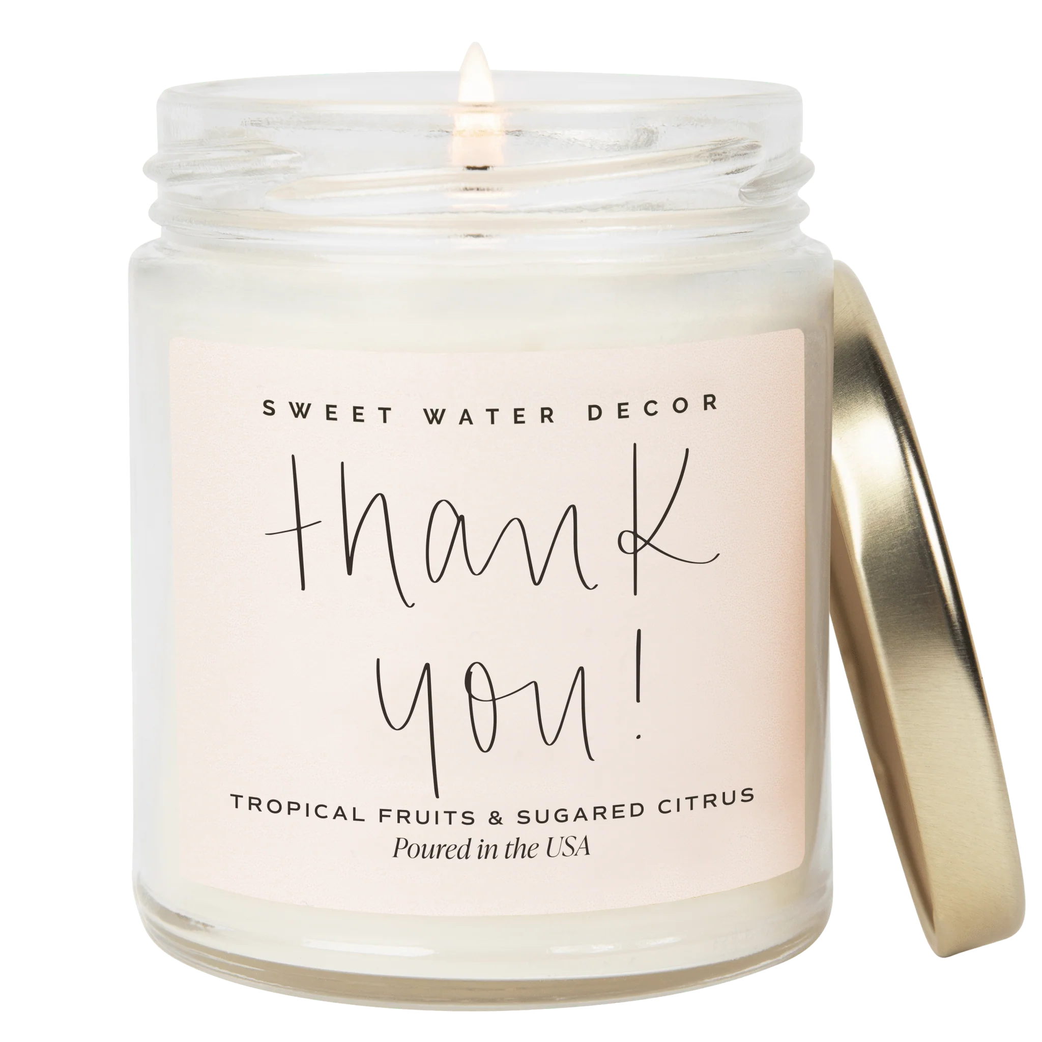 Carefully Designed Thank You Soy Candle - Clear Jar - 9 oz Island Air Professional