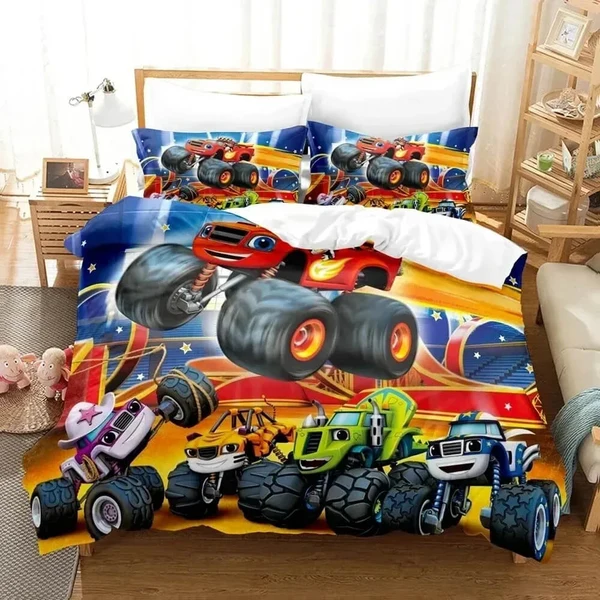 Efficient Blaze Monster Machines Bedding Set – 3D Cartoon Duvet Cover for Kids amp Adults Certified