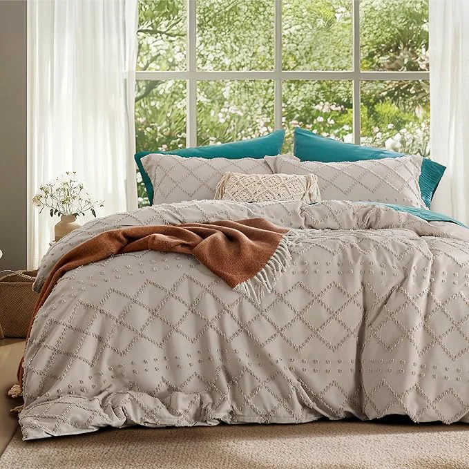 Optimized Bedsure Boho Duvet Cover Full Size - Linen Breathable amp Soft Boho Bedding Machine Washable Comforter Cover for All Seasons Includes 1 Duvet Cover 80 quot x90 quot with 2 Pillow Shams amp Zipper Closure Safe