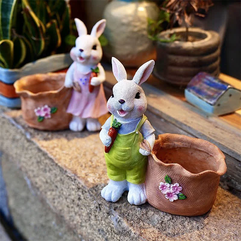 Flexible Ownkoti Resin Bunny Garden Succulent Planter Pot Relaxed