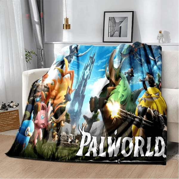 Original Design Palworld Gaming Blanket – 3D Cartoon Soft Flannel Throw for Sofa Bed amp Gaming Room Decor Prestigious