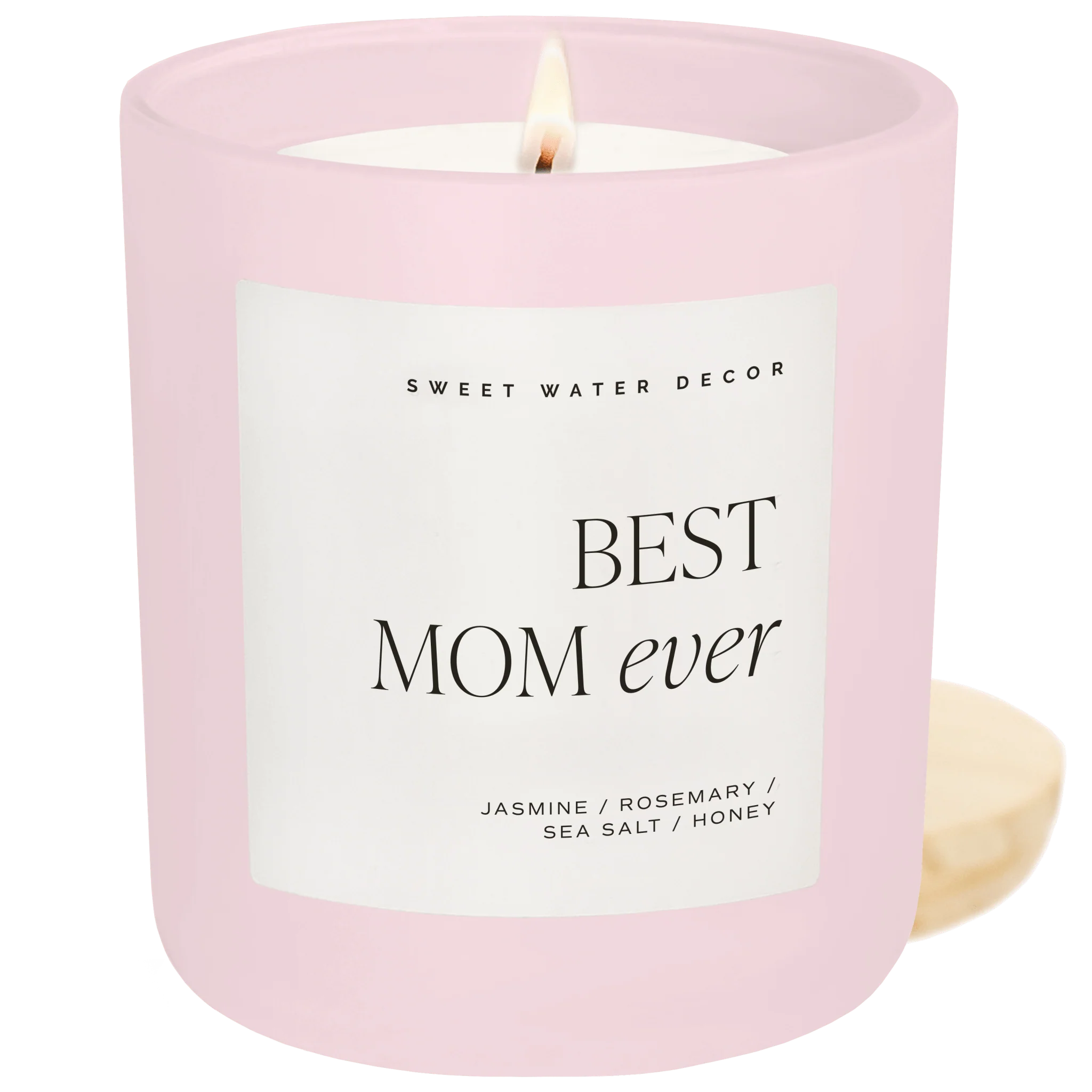 Official Mom Ever Soy Candle - Pink Matte Jar - 15 oz Wildflowers and Salt Advanced
