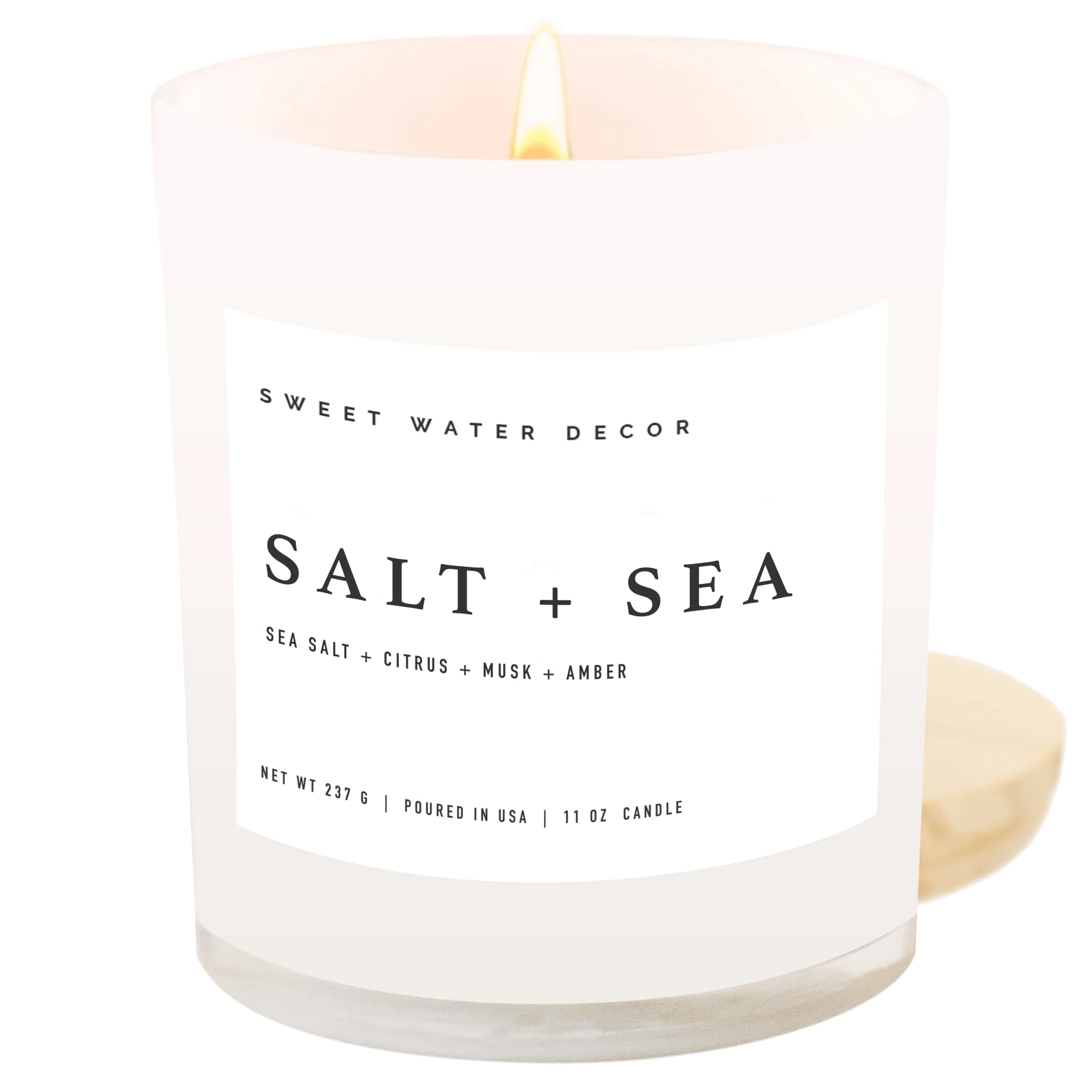 Flexible Salt and Sea Soy Candle - White Jar - 11 oz Convenient