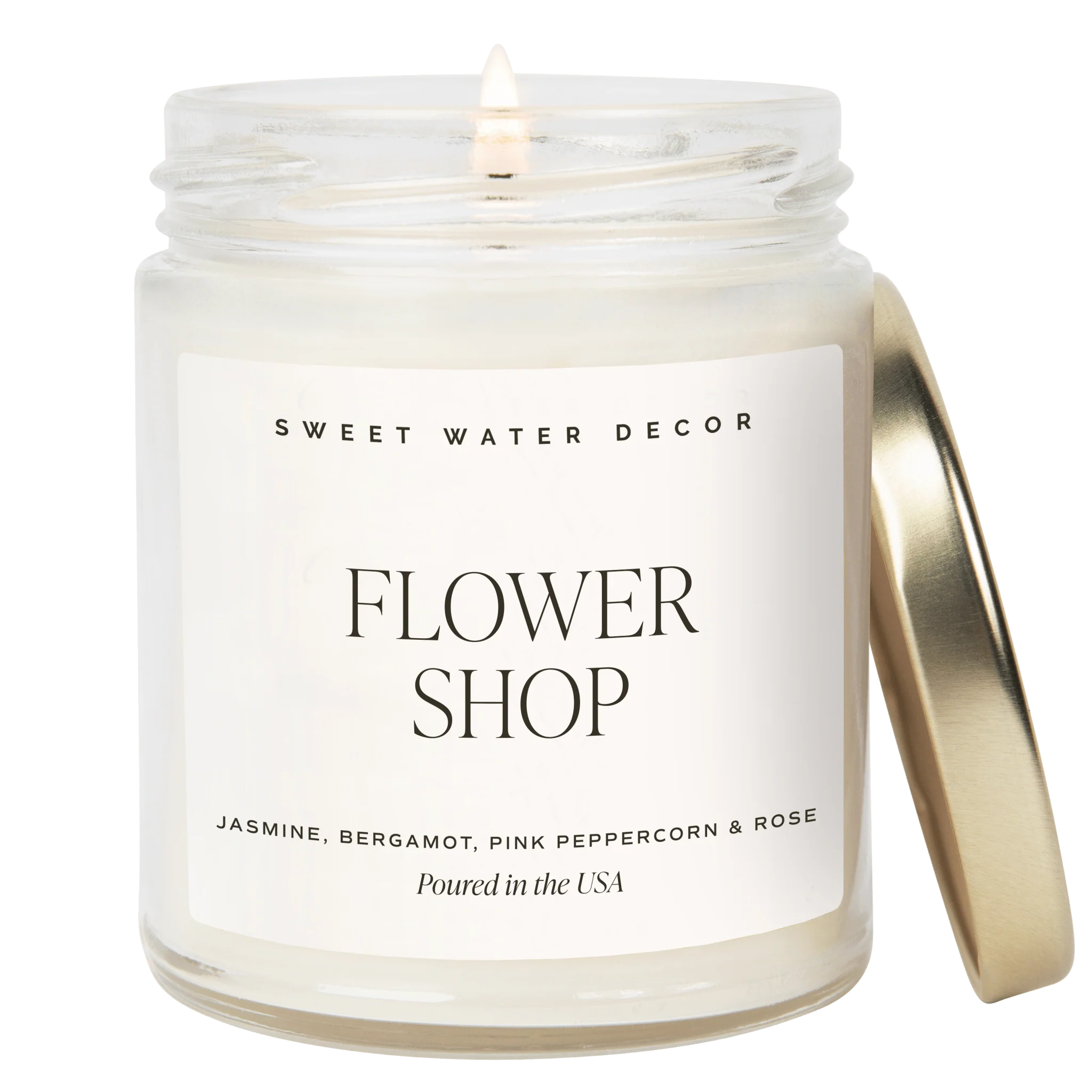 Fashionable Flower Shop Soy Candle - Clear Jar - 9 oz Green