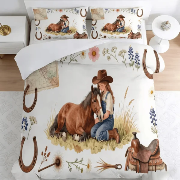 Minimalist Cowgirl Rodeo Doona Cover – Vintage Western Bedding for Bedroom Decor Innovative